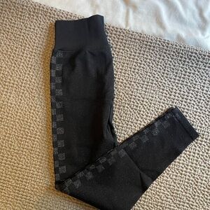 PINK Victoria's Secret Seamless Black Leggings with Checkered Detail